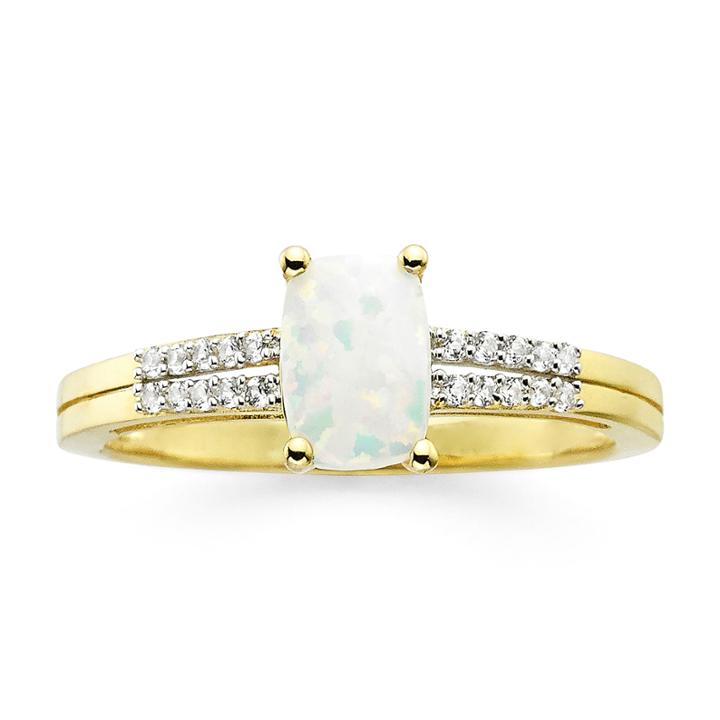 Lab-created Opal And Diamond-accent 10k Gold Over Sterling Silver Ring