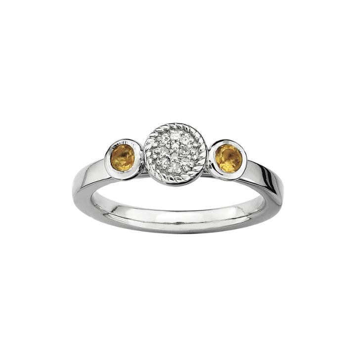 Personally Stackable Double Citrine & Diamond-accent Ring