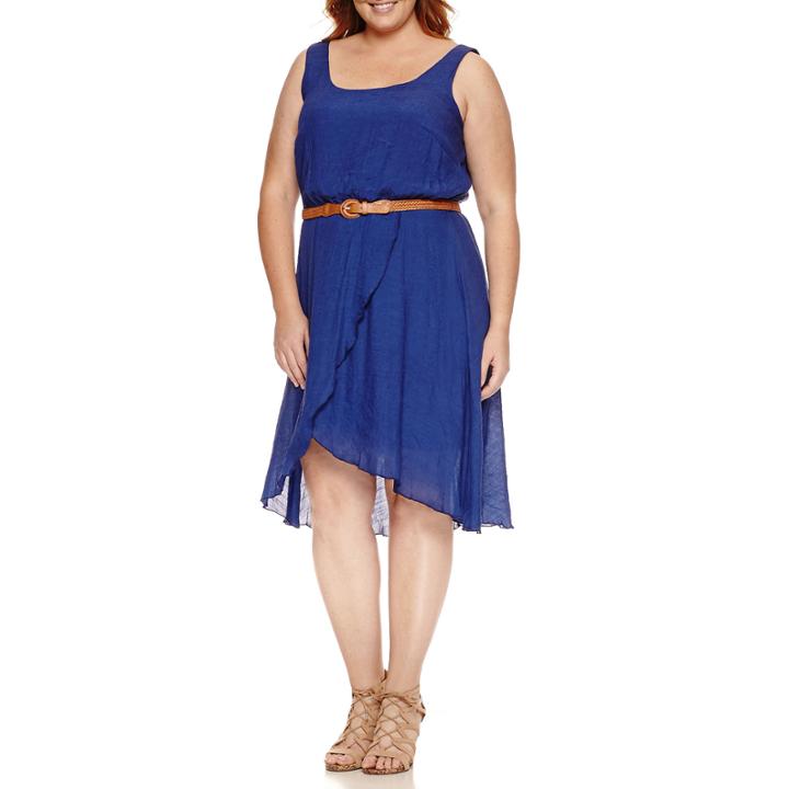 Luxology Sleeveless Belted Fit & Flare Dress-plus