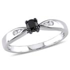 Promise My Love Womens 1/5 Ct. T.w. Color Enhanced Round Black Diamond Sterling Silver Promise Ring