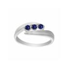 Lab-created Blue Sapphire Sterling Silver Three Stone Ring