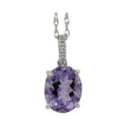 Genuine Amethyst And Lab-created Sapphire Pendant Necklace