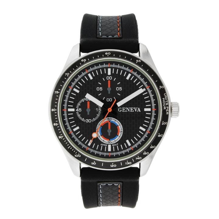 Mens Geneva Black Strap Watch 33574