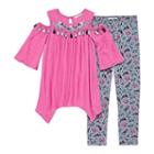 Self Esteem Tassel Cold Shoulder Leggings Set - Girlss' 4-16 & Plus