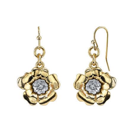1928 Jewelry Crystal Two-tone Flower Drop Earrings