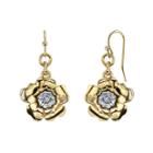 1928 Jewelry Crystal Two-tone Flower Drop Earrings