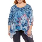 Unity World Wear 3/4 Sleeve Sharkbit Hem Tunic - Plus