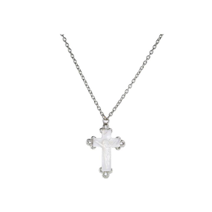 1928 Religious Jewelry Womens White Pendant Necklace