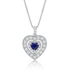 Womens Lab Created Blue Sapphire Heart Pendant Necklace
