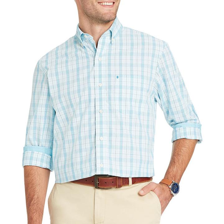Izod Long Sleeve Premium Essential Windowpane Button-front Shirt