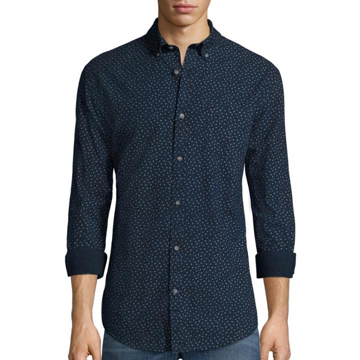 St. John's Bay Long-sleeve Printed Chambray Sport Shirt