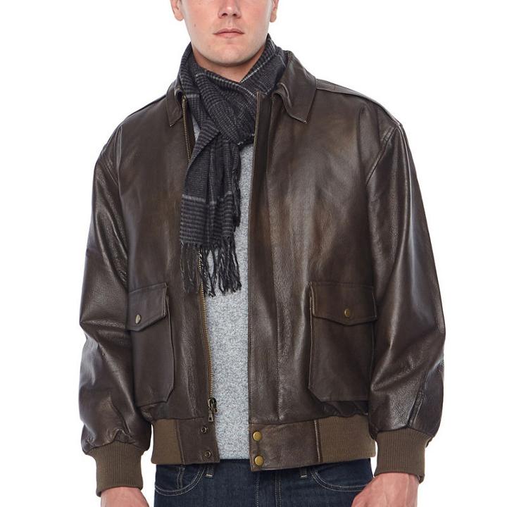 Vintage Leather Nappa Aviator Jacket With Zip Out Lining