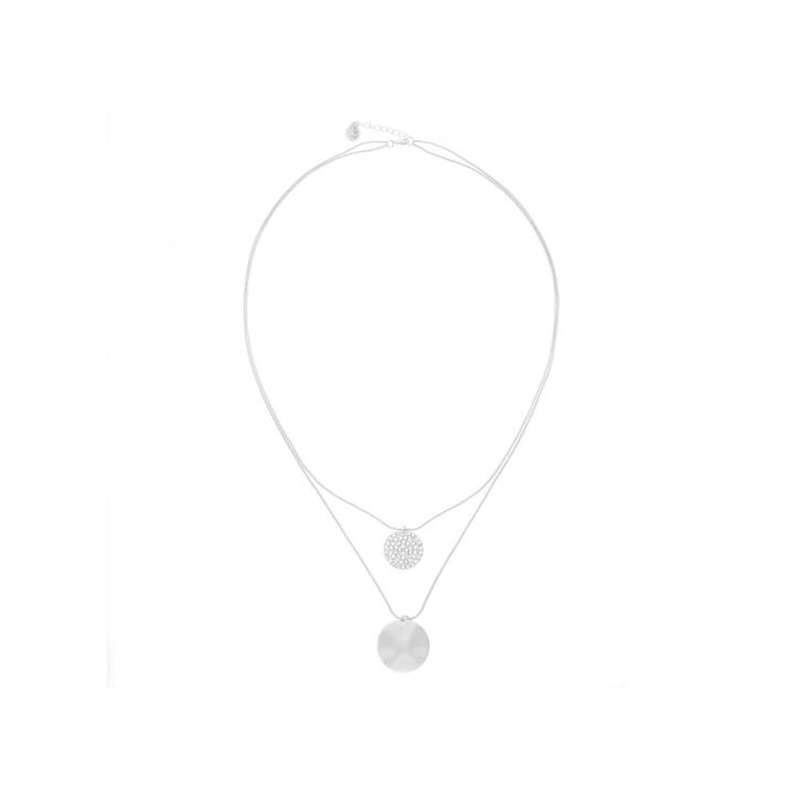Liz Claiborne Crystal & Silver-tone Two-row Long Pendant Necklace