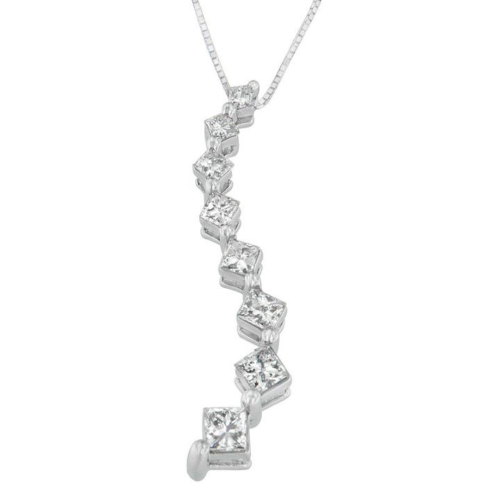 Womens 2 Ct. T.w. White Diamond 14k White Gold Pendant Necklace