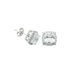 Diamonart Cushion-cut Cubic Zirconia Sterling Silver Stud Earrings