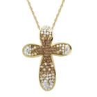 14k Gold Over Silver Fade Crystal Cross Pendant Necklace
