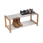 Household Essentials Large Bamboo And Steel Shoe Rack