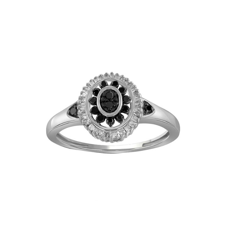 1/4 Ct. T.w. White & Color-enhanced Black Diamond Sterling Silver Ring