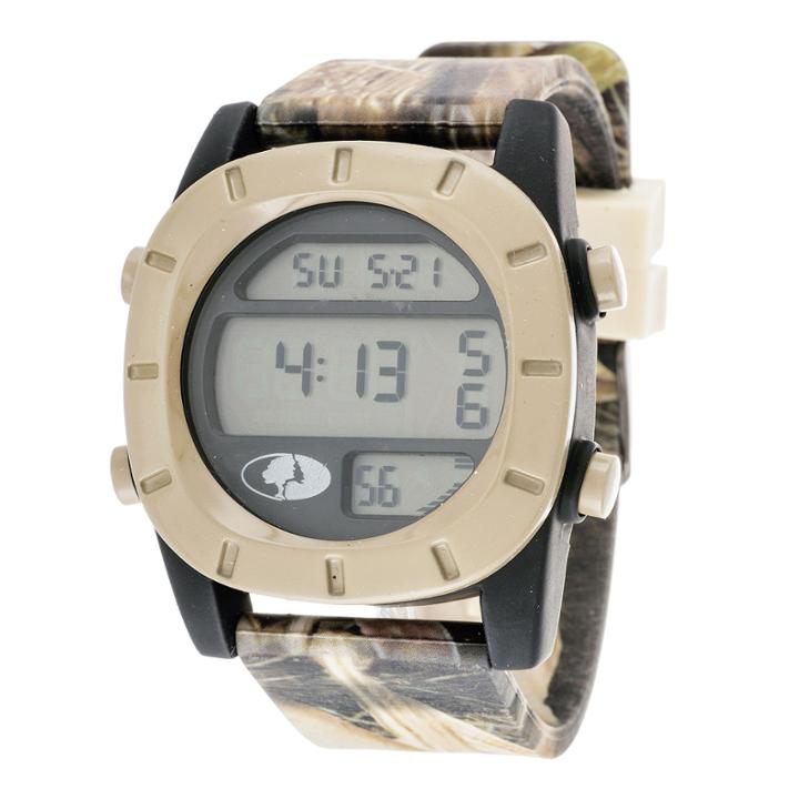 Mossy Oak Mens Beige Bezel Camouflage Silicone Strap Sport Watch