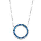 Simulated Blue Sapphire Circle Sterling Silver Necklace