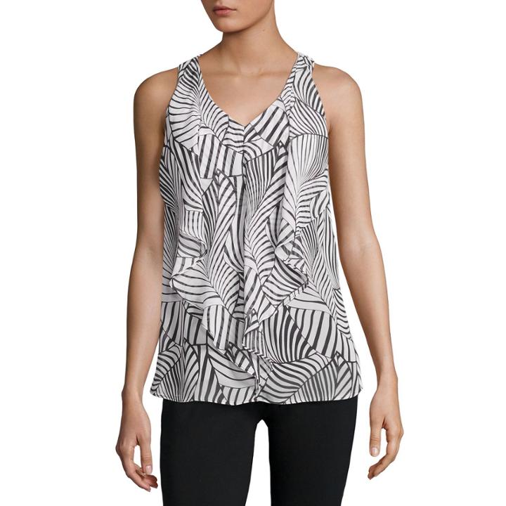 Alyx Sleeveless V Neck Woven Pattern Blouse