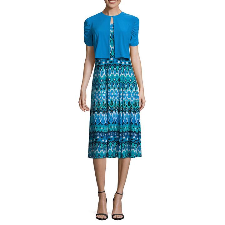 Danny & Nicole Short Sleeve Jacket Dress-petite