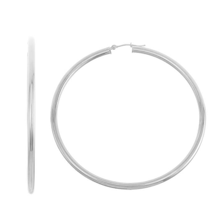 14k White Gold 60.1mm Hoop Earrings