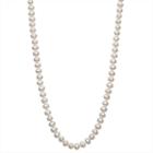 Womens 5mm White Cultured Freshwater Pearls 14k Gold Strand Necklace