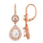 4 Ct. T.w. White Cubic Zirconia 14k Rose Gold Over Silver Clip On Earrings