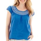 St. John's Bay Short-sleeve Embroidered Peasant Shirt