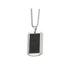 Mens Stainless Steel Stingray Leather Patterned Dog Tag Pendant