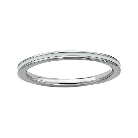 Personally Stackable Sterling Silver White Enamel Ring