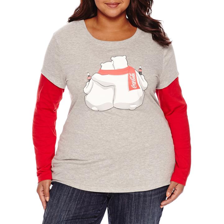 Hybrid Long Sleeve Scoop Neck T-shirt-womens Juniors Plus