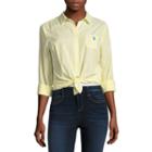 Us Polo Assn. Long Sleeve Stripe Button-front Shirt-juniors