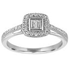 I Said Yes Womens 1/5 Ct. T.w. Genuine Baguette White Diamond Platinaire Engagement Ring