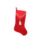 20.5 Quilted Red Velvet With White Cord And Tassel V-cuff Christmas Stocking