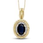 Diamond Accent Blue Sapphire Oval Gold Over Silver Pendant