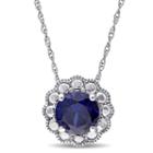 Womens 17 Inch Blue Sapphire 10k Gold Link Necklace