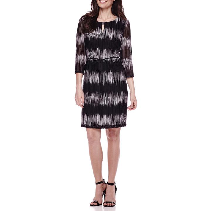 Studio 1 3/4-sleeve Keyhole Belted Sheath Dress - Petite