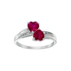 Lab-created Ruby And Diamond-accent Sterling Silver Double-heart Ring
