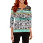 Lark Lane 3/4 Sleeve Split Crew Neck T-shirt