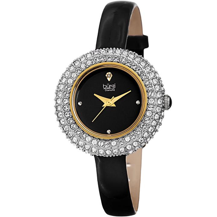 Burgi Womens Black Strap Watch-b-195bk