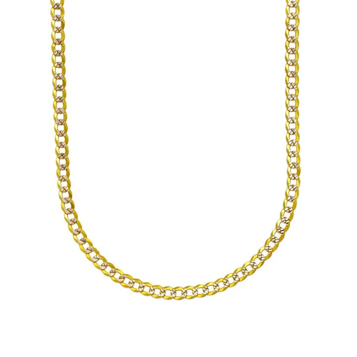 14k Two Tone 3.15mm Diamond Cut Curb Necklace 24