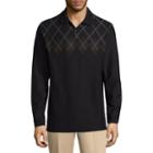 Haggar Long Sleeve Plaid Jacquard Polo Shirt