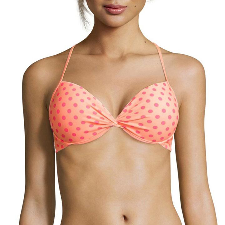 Arizona Dot-print Pushup Halter Swim Top - Juniors