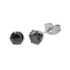 Black Cubic Zirconia 6mm Stainless Steel Stud Earrings