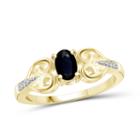 Womens Diamond Accent Blue Sapphire Gold Over Silver Engagement Ring