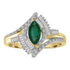 Womens 1/5 Ct. T.w. Diamond & Genuine Emerald 10k Gold Cocktail Ring