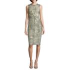 J. Taylor Sleeveless Metallic Twist-detail Sheath Dress