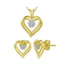 1/10 Ct. T.w. Diamond 10k Yellow Gold Earring And Necklace Boxed Set